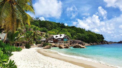 Scenic view of beach against sky