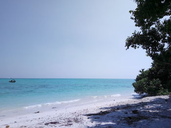 Scenic view of sea against clear sky