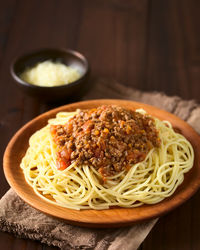 Close-up of food in bowl on table