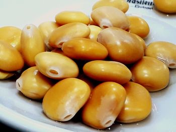 Close-up of fruits in plate on table