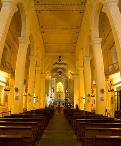 Interior of illuminated cathedral