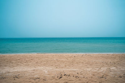 Scenic view of sea against clear sky