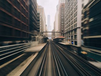 Railroad tracks in city