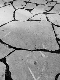 Full frame shot of cracked footpath