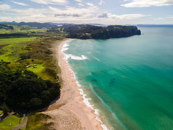 High angle view of sea against sky