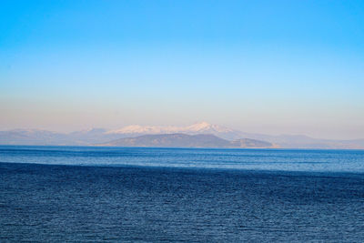 Scenic view of sea against clear sky