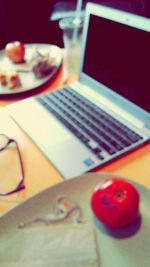 Close-up of food on table