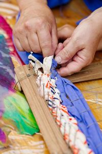 Close-up of hands working