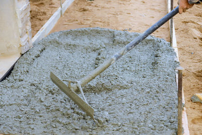 High angle view of person preparing food