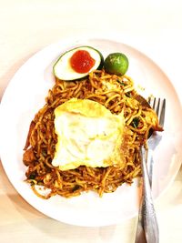 High angle view of meal served in plate