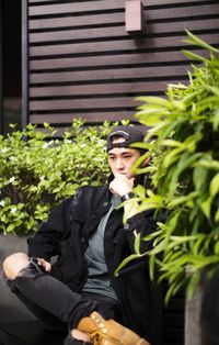 Young man at a coffee shop