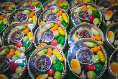 Full frame shot of multi colored candies for sale
