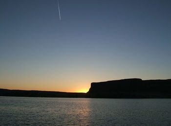 Scenic view of calm sea at sunset