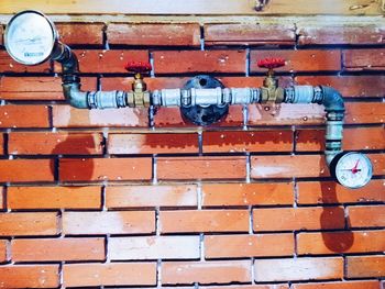 Close-up of pipes on wall