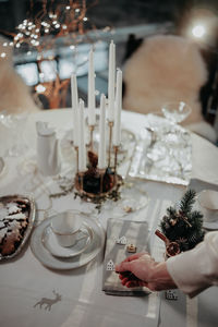 High angle view of food on table