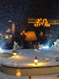 View of illuminated snow