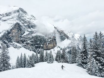 Snow covered mountain against sky