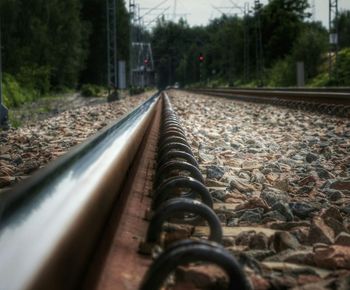 Railroad track at sunset