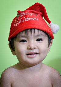 Close-up portrait of smiling boy