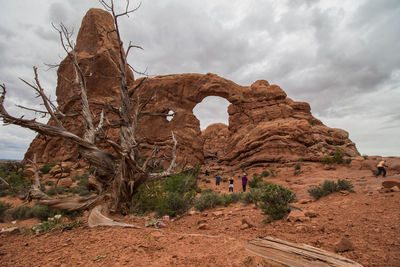 Rock formation on land against sky