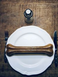 High angle view of coffee cup on table