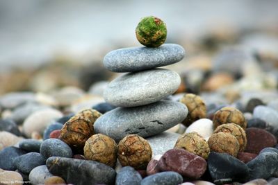 Close-up of pebble stack