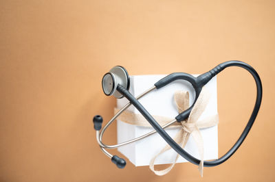 High angle view of eyeglasses on table