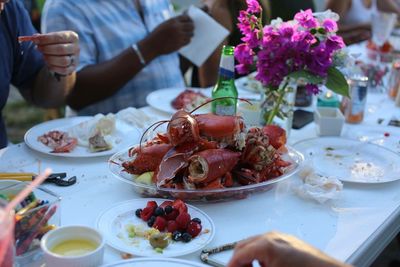 Close-up of woman eating food