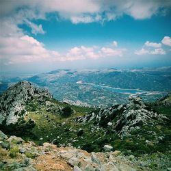 Scenic view of mountains against sky