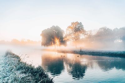 Scenic view of lake against sky