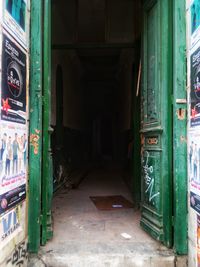 Narrow corridor along walls