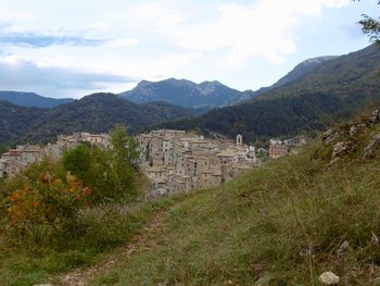 Scenic view of mountains against sky