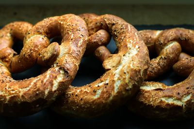 Close-up of pretzel on table 