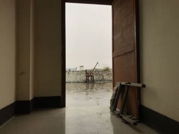 Building terrace seen through door