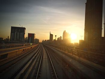 View of city at sunset