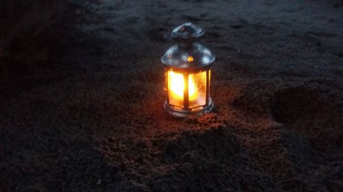 Fire lit up at night