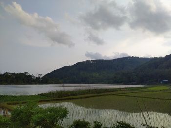 Scenic view of lake against sky