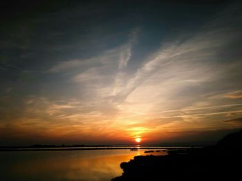 Scenic view of sunset over sea