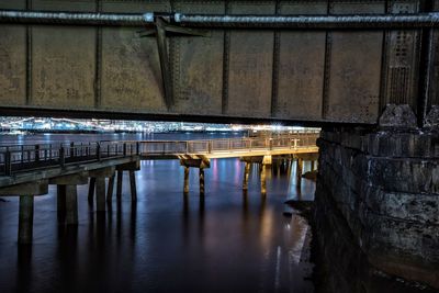 Bridges over river at dusk