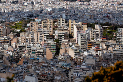High angle view of buildings in city