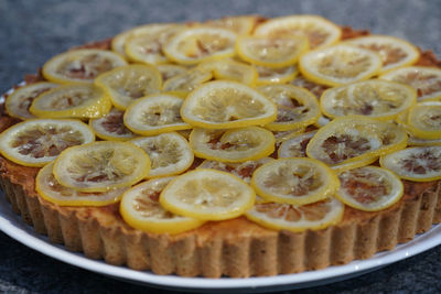 High angle view of fruits in plate
