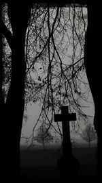 Silhouette of bare tree against sky