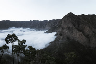 Scenic view of mountains against clear sky