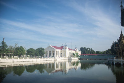 Reflection of building in lake