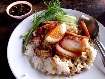 Close-up of food served in plate