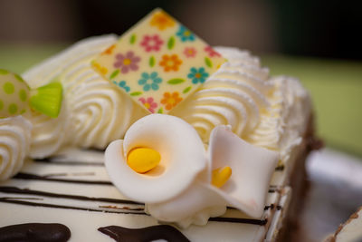 Close-up of dessert on table