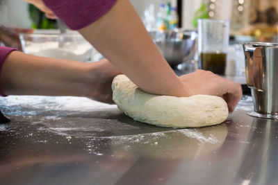 Close-up of person preparing food