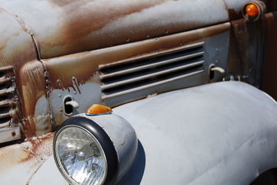 Close-up of rust on car