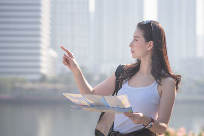 Young woman looking at camera