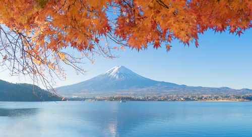 Scenic view of lake during autumn